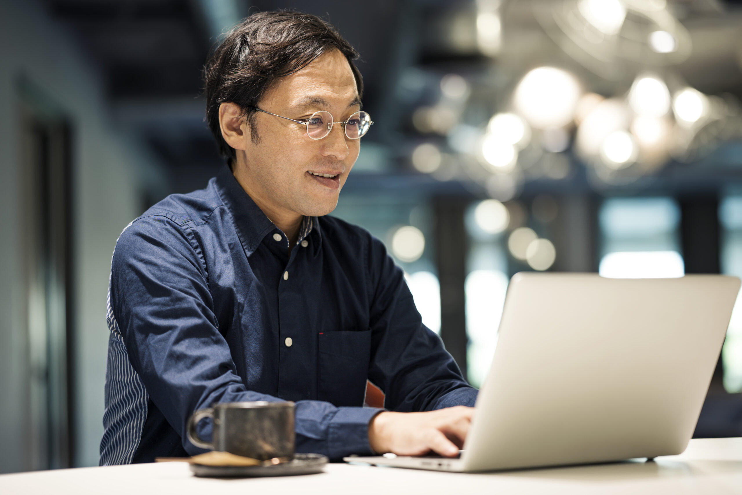 Real estate agent working on laptop