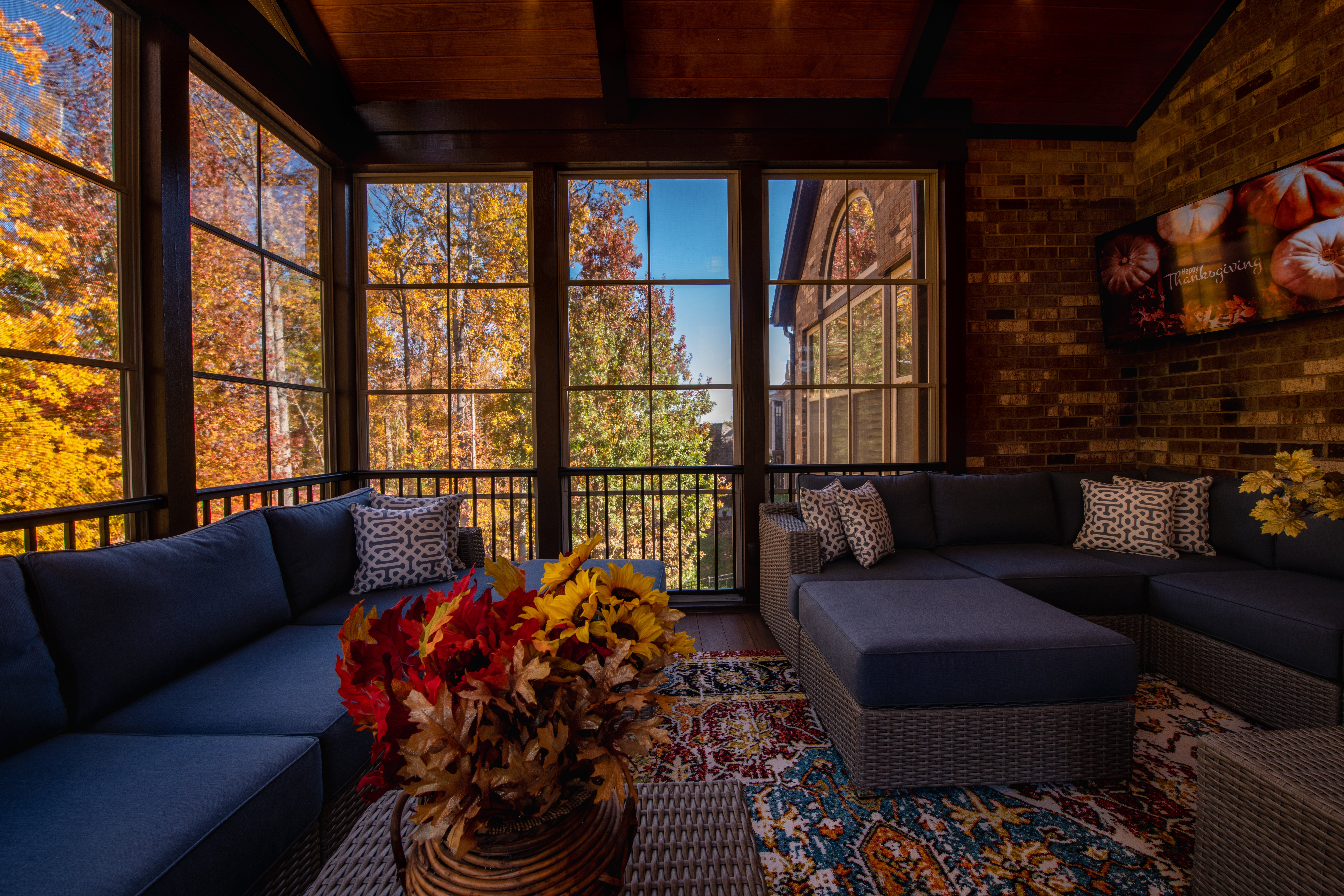 A scenic fall porch